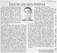 Ecos de una obra histórica  [artículo] Elías Pizarro Pizarro