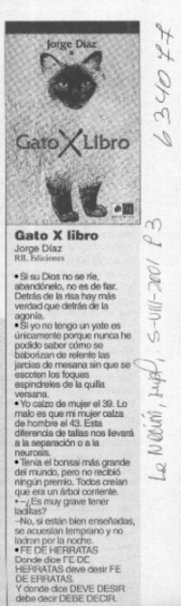 Gato por libro  [artículo]