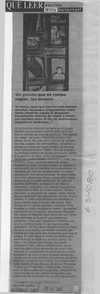 Un grande que no rompe reglas, las inventa  [artículo] Willy Haltenhoff