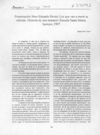 Presentación libro Eduardo Devés, Los que van a morir te saludan  [artículo] Sergio Grez Toso