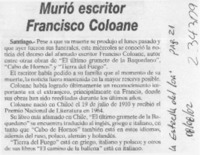 Murió escritor Francisco Coloane  [artículo]