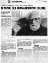 El mundo dice adios a Francisco Coloane  [artículo]