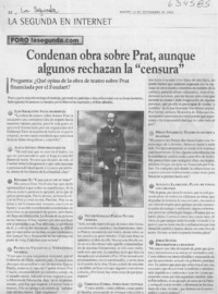 Condenan obra sobre Prat, aunque algunos rechazan la "censura"  [artículo]