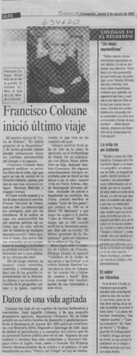 Francisco Coloane inició último viaje  [artículo]