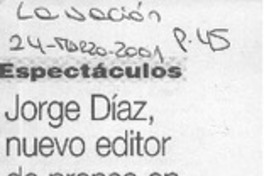 Jorge Díaz, nuevo editor de prensa en Canal 13  [artículo]