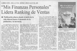 "Mis finanzas personales" lidera ranking de ventas  [artículo]