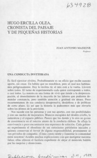 Hugo Ercilla Olea, cronista del paisaje y de pequeñas historias