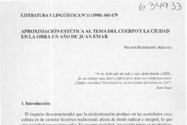 Aproximación estética al tema del cuerpo y la ciudad en la obra Un año de Juan Emar