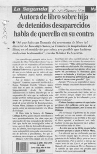 Autora de libro sobre hija de detenidos desaparecidos habla de querella en su contra  [artículo]