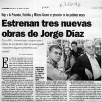 Estrenan tres nuevas obras de  [artículo] Claudio Aguilera