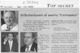 Felicitaciones al nuevo "Cervantes"  [artículo]