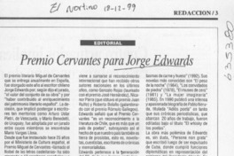 Premio Cervantes para Jorge Edwards  [artículo]