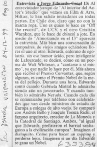 Entrevista a Jorge Edwards, Canal 13  [artículo]