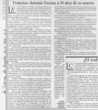 Francisco Antonio Encina, a 34 años de su muerte  [artículo] Carlos Calderón Ruiz de Gamboa