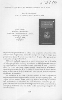 El universo hoy, identidad, entropía, evolución  [artículo] Fernando Valenzuela Erazo