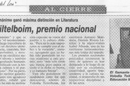 Volodia Teitelboim, premio nacional  [artículo]