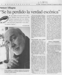 "Se ha perdido la verdad escénica"  [artículo] Gustavo Sáez