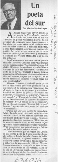Un poeta del sur  [artículo] Marino Muñoz Lagos