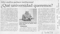 ¿Qué universidad queremos?  [artículo]