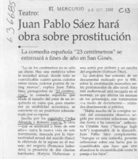 Juan Pablo Sáez hará obra sobre prostitución  [artículo]