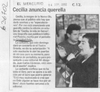 Cecilia anuncia querella  [artículo]