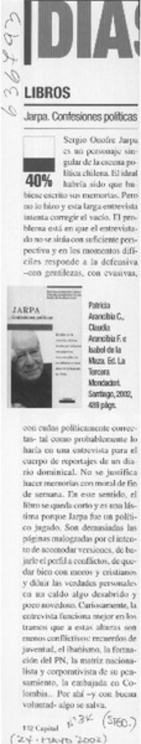 Jarpa, confesiones políticas  [artículo]