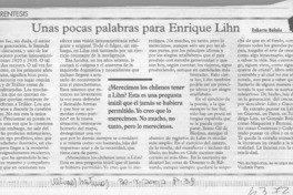 Unas pocas palabras para Enrique Lihn  [artículo] Roberto Bolaño