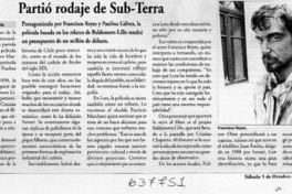 Partió rodaje de Sub-terra  [artículo] María Eliana Vega