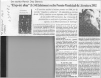 "El ojo del alma" (LOM Ediciones) recibe Premio Municipal de Literatura 2002  [artículo]