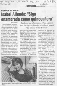 Isabel Allende, "sigo enamorada como quinceañera"  [artículo]