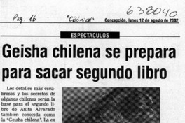 Geisha chilena se prepara para sacar segundo libro  [artículo]