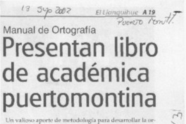 Presentan libro de académica puertomontina  [artículo]