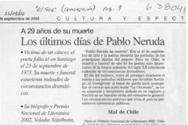 Los últimos días de Pablo Neruda  [artículo]