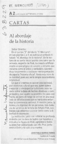 Al abordaje de la historia  [artículo] Juan Pablo Barros Torres