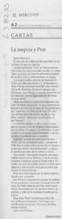 La inepcia y Prat  [artículo] Armando Uribe