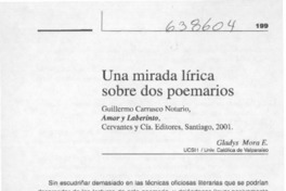 Una mirada lírica sobre dos poemarios  [artículo] Gladys Mora E.