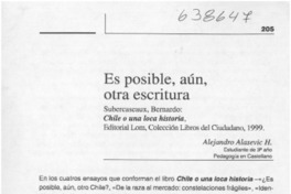 Es posible, aún, otra escritura  [artículo] Alejandro Alasevic H.