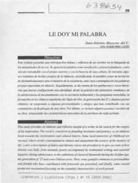 Le doy mi palabra  [artículo] Juan Antonio Massone