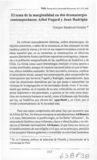 El tema de la marginalidad en dos dramaturgos, Athol Fugard y Juan Radrigán  [artículo] Enrique Sandoval Gessler