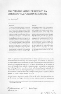 Los premios nobel de literatura chilenos y la función consular  [artículo] Julio Barrenechea Dyvinetz