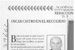 Oscar Castro en el recuerdo  [artículo] José Vargas Badilla