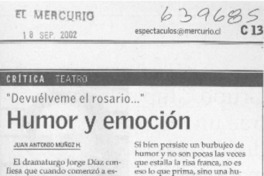 Humor y emoción  [artículo] Juan Antonio Muñoz H.