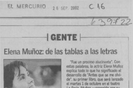 Elena Muñoz, de las tablas a las letras  [artículo]