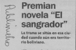 Premian novela "El sangrador"  [artículo]