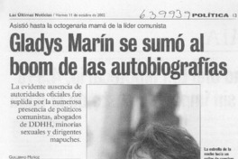 Gladys Marín se sumó al boom de las autobiografías