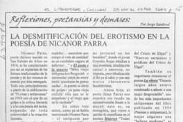 La desmitificación del erotismo en la poesía de Nicanor Parra  [artículo] Jorge Sandoval