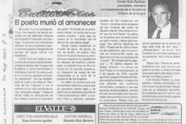 El poeta murió al amanecer  [artículo] Carlos Ruíz Zaldívar