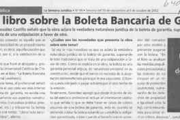 Lanzan libro sobre la Boleta bancaria de garantía  [artículo]