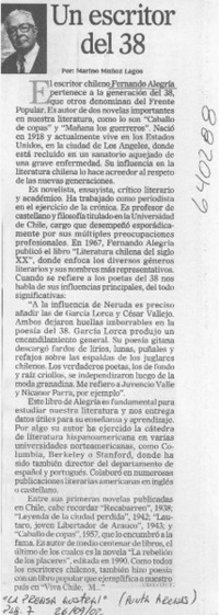 Un escritor del 38  [artículo] Marino Muñoz Lagos