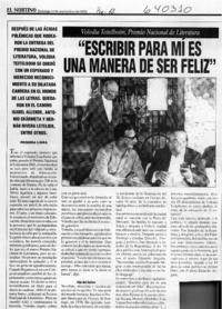 "Escribir para mí es una manera de ser feliz"  [artículo]